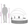 Skizze eines schwarzen VidaXL Outdoor-Loungebett mit Dach und Kissen.