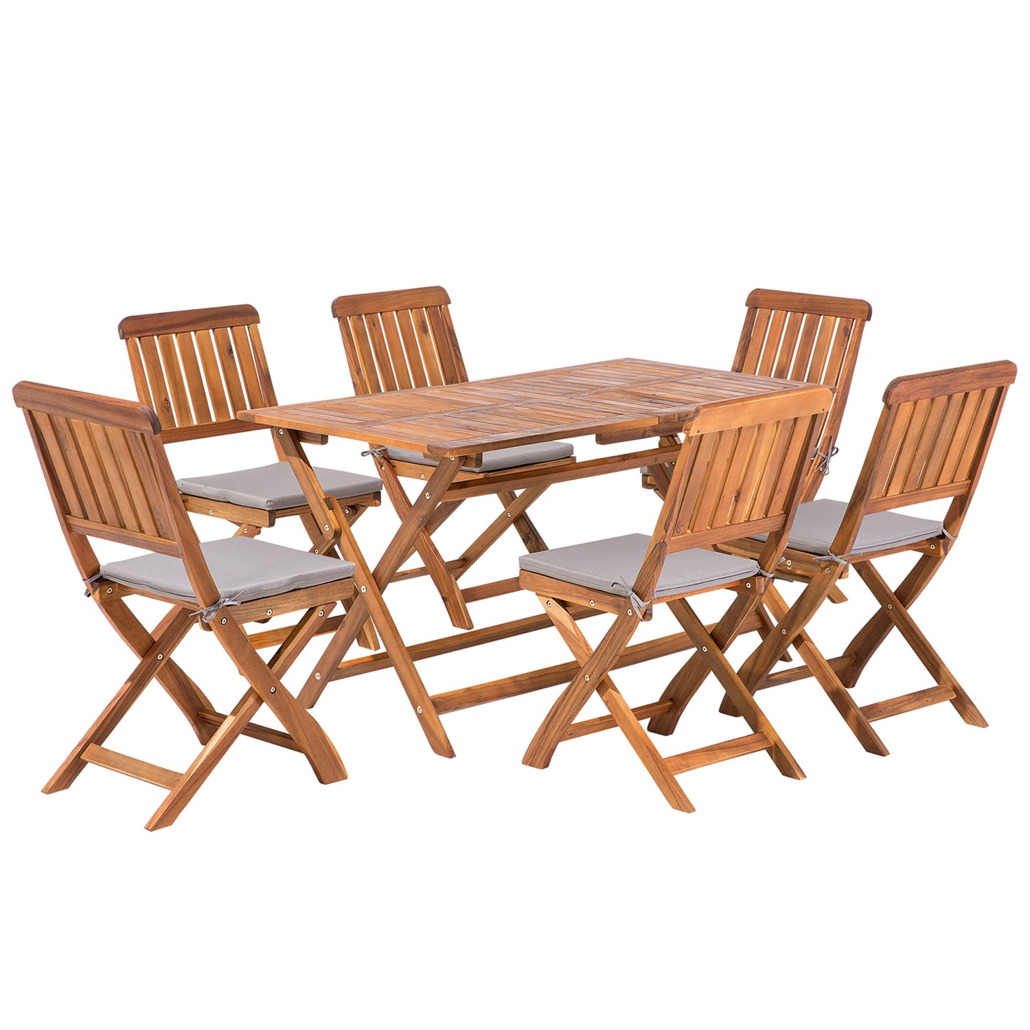 Beliani Gartentisch Set Dunkler Holzfarbton Grau 75x140x90 günstig online kaufen