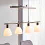 Moderne Lindby Pendelleuchte Simeon, 4-flammig, aus Alu und Glas für Wohnzimmer und Esszimmer.