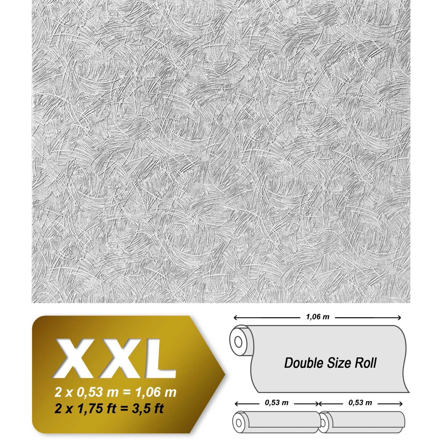 Weiße, überstreichbare Vliestapete in Putz-Optik (106 m²).