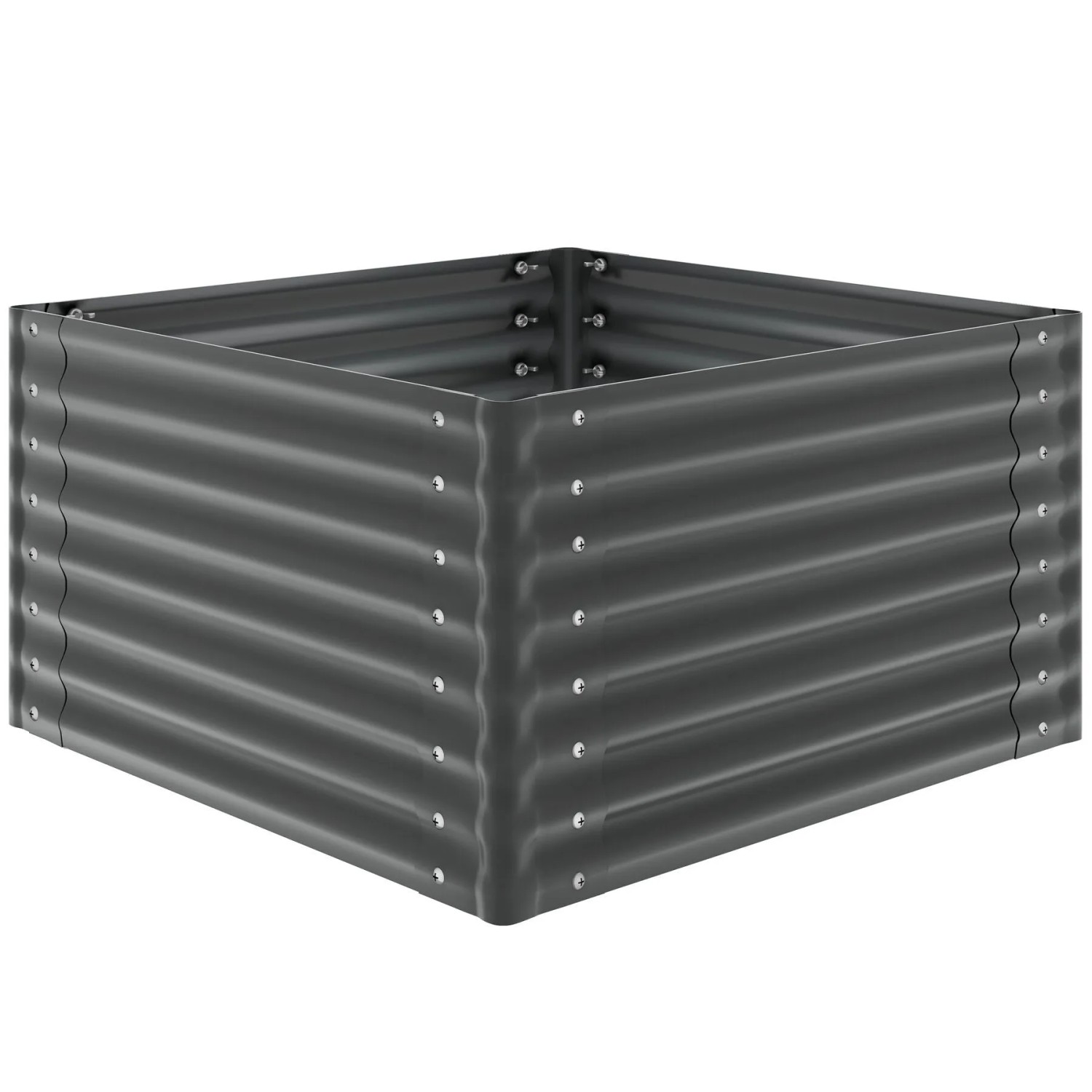 Tectake Hochbeet Blomma Aus Verzinktem Stahl 600 L Fassungsvermögen  100 x 100 x 62 cm Anthrazit