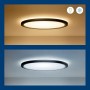 Schwarze WiZ SuperSlim LED Deckenleuchte, dimmbar, mit warmweißem und kaltweißem Licht.