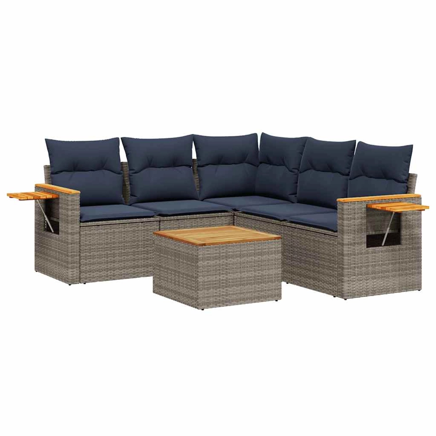 vidaXL 6-Tlg Garten-Sofagarnitur mit Kissen Grau Poly Rattan 3226810 günstig online kaufen