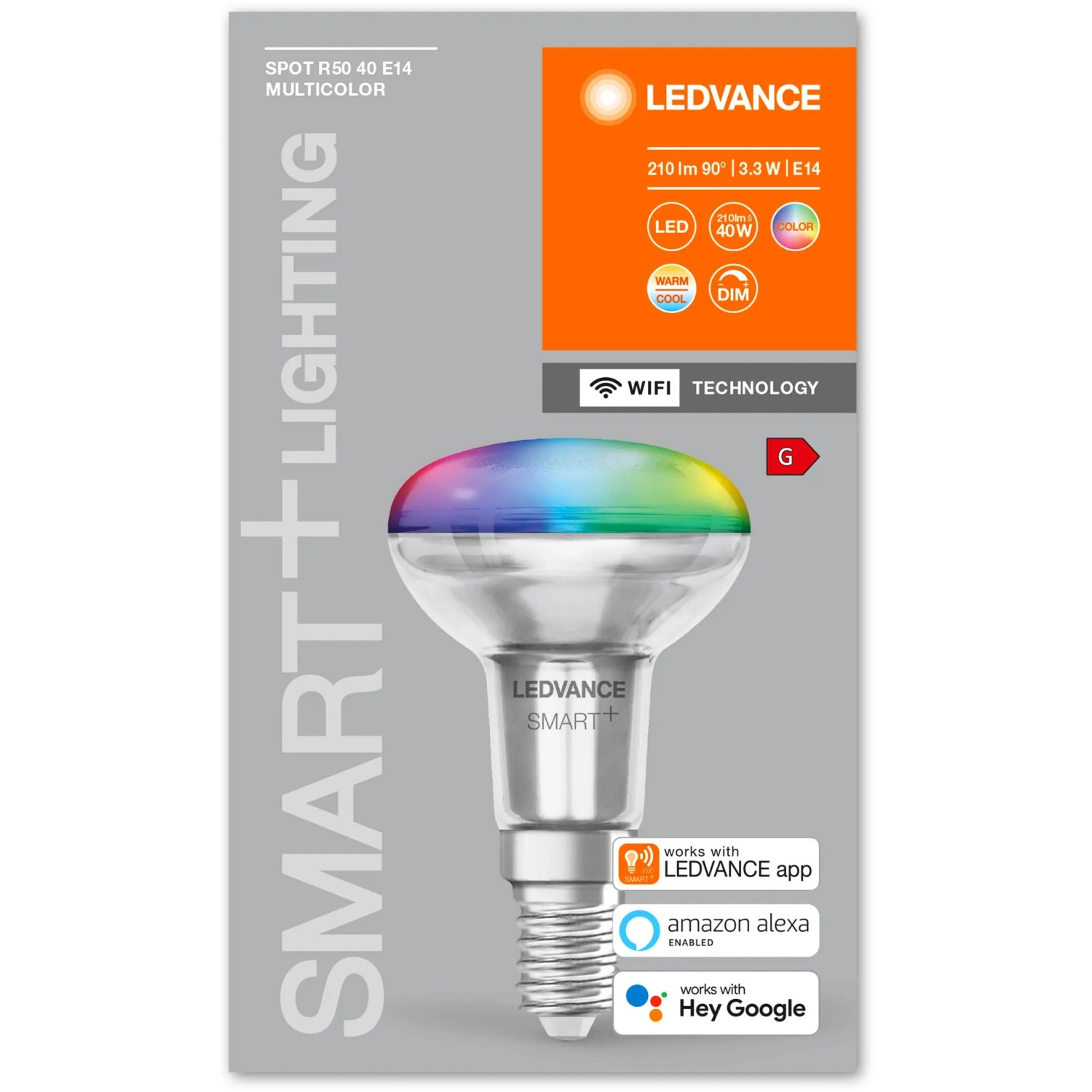 Ledvance Smart+ Reflektor RGBW E14 Leuchtmittel, steuerbar per App und Sprachassistent.