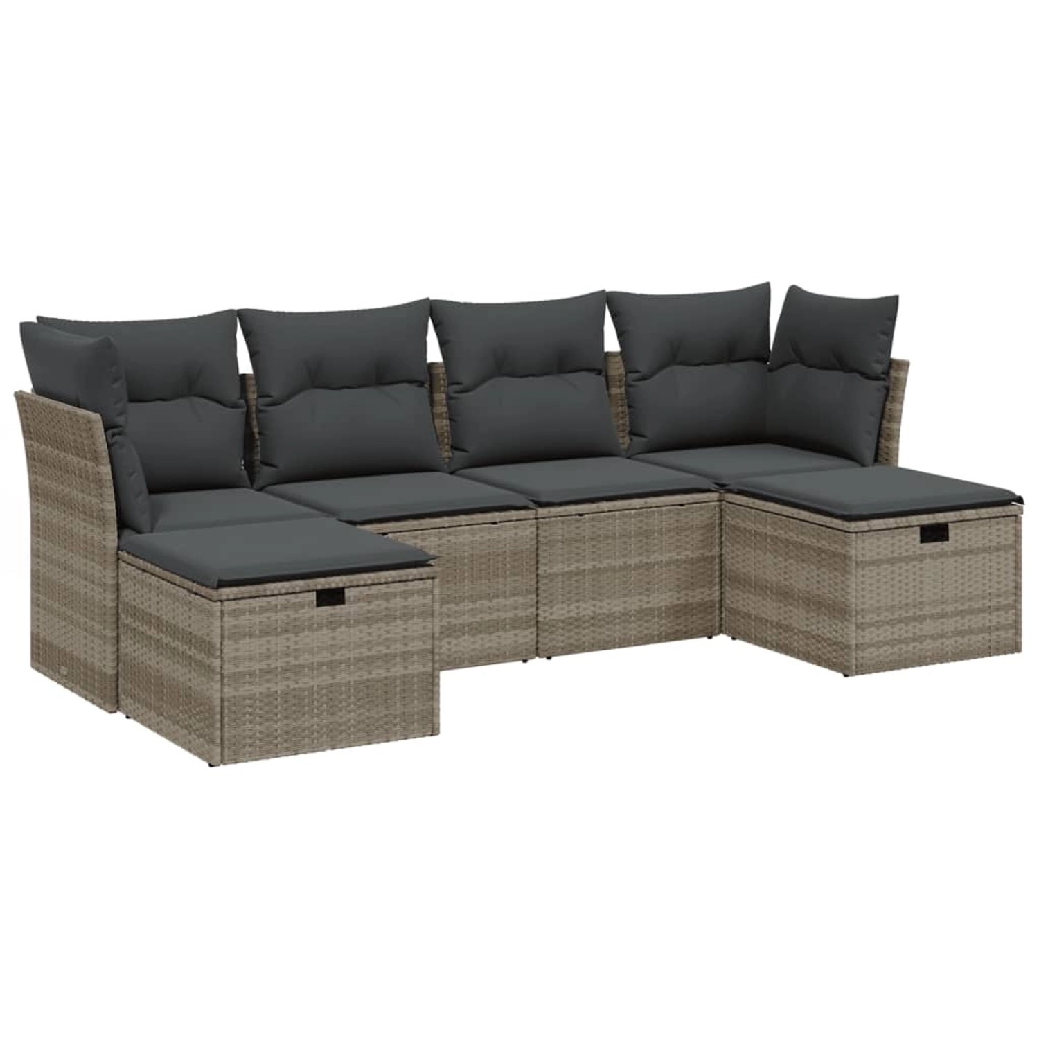 vidaXL 6-Tlg Garten-Sofagarnitur mit Kissen Hellgrau Poly Rattan 3263238 günstig online kaufen