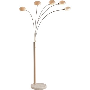 Globo Stehleuchte Classic Style, Nickel matt, 5-flammig, 210 cm hoch. Design-Stehlampe mit Dimmer.