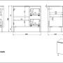 Technische Zeichnung Waschbeckenunterschrank GW-MAURESA Eiche 60 cm mit Maßen.
