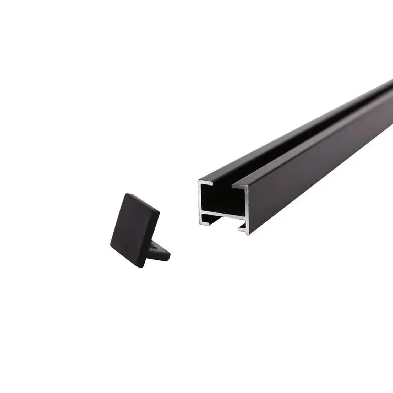 Deco-Raum Gardinenschiene nach Maß 1-Lauf Square Schwarz 210cm