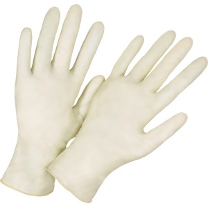 Weiße Latex-Einweghandschuhe, Größe M, 100 Stück, für Haushalt und mehr.