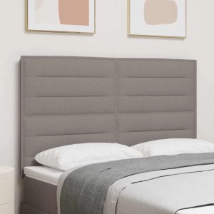 vidaXL LED Kopfteil, taupe, 144 cm, Polyester. Gepolstertes Bett Kopfteil mit LED-Lichtleisten.