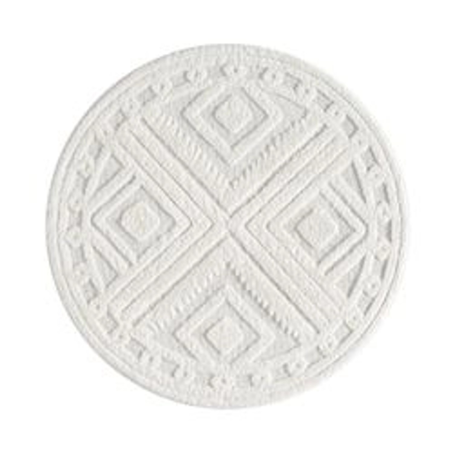 payé Teppich Nara-777 Hochflor 120x120 cm Rund Pastell-Creme Rautenmuster günstig online kaufen