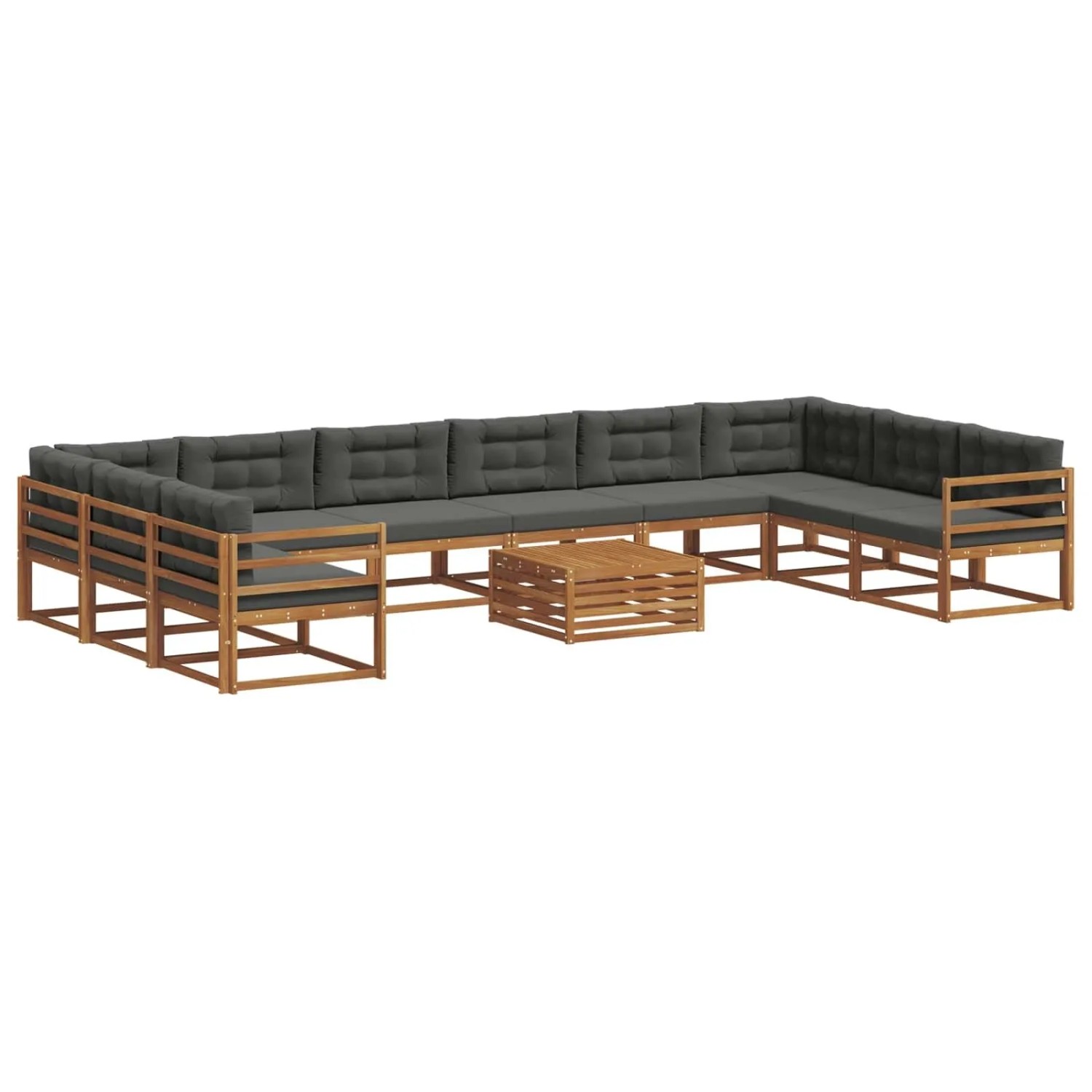 vidaXL Outdoor-Sofagarnitur mit Kissen 11-Tlg Natur und Anthrazit 3368260
