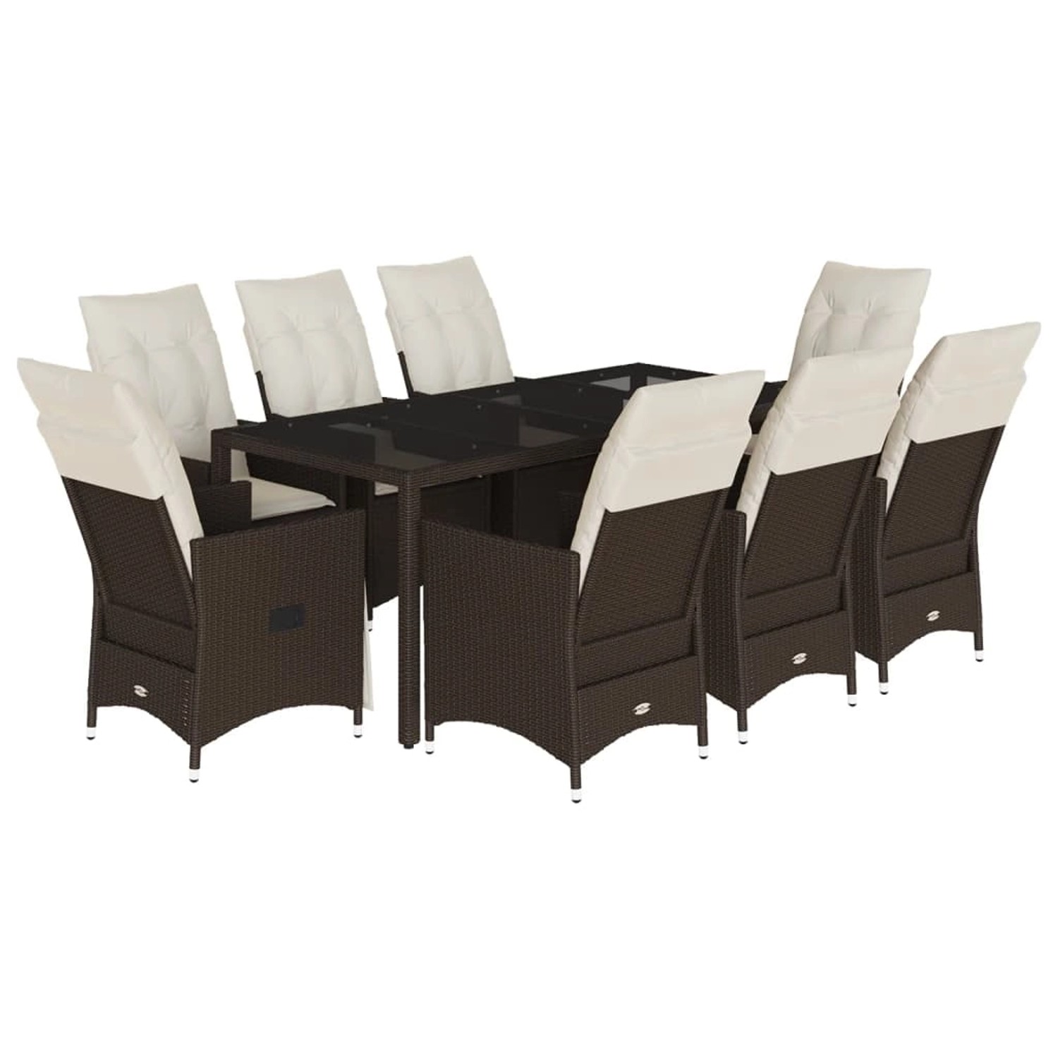 vidaXL 9-Tlg Garten-Essgruppe mit Kissen Braun Poly Rattan 3276775 günstig online kaufen