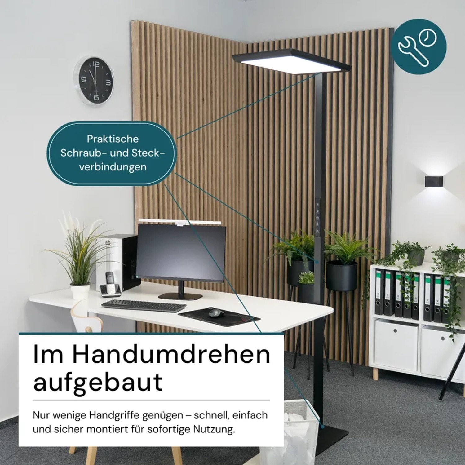 LUXULA LED Stehleuchte 100W 7000lm Bürostehleuchte Up- Downlight Augenschonend UGR16 CRI98 4000K Neutralweiß Dimmbar Stehlampe Schwarz_10