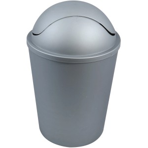 MSV Kosmetikeimer Silber mit Schwingdeckel aus Kunststoff, ideal für Badabfälle.