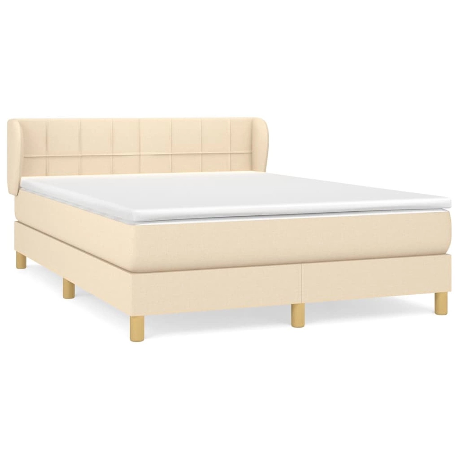 vidaXL Boxspringbett mit Matratze Creme 140x190 cm Stoff 3126802 günstig online kaufen