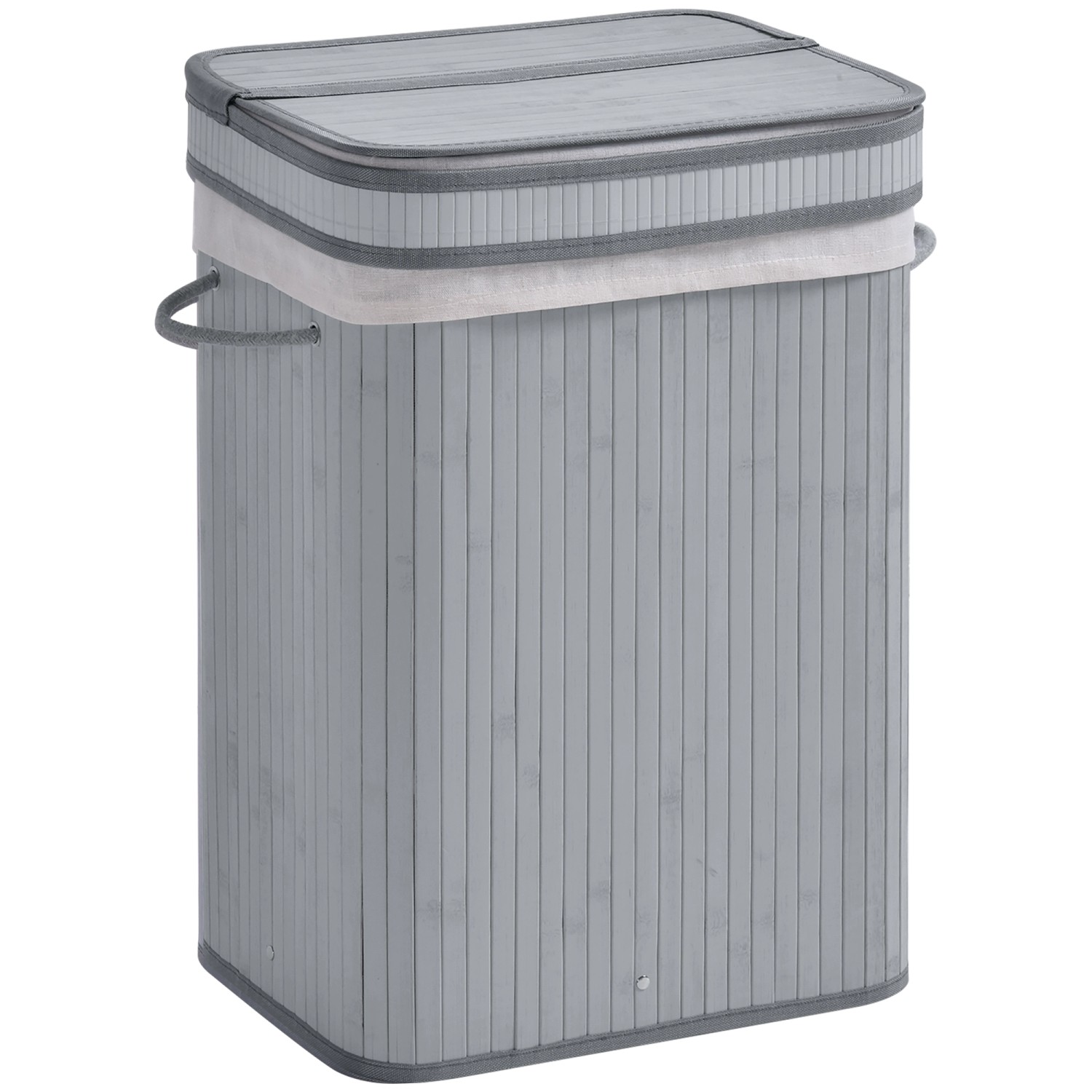 HOMCOM Wäschekorb mit Deckel Bambus Polyester Grau 40L x 30B x 60H cm günstig online kaufen