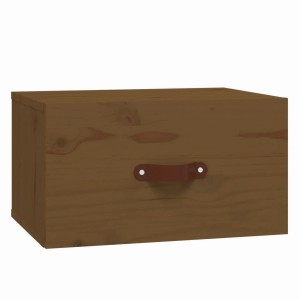 Wand-Nachttisch in Honigbraun aus Kiefernholz mit Griff, 40x29,5x22 cm.