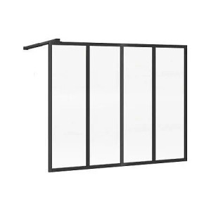 Schwarze Vente-unique Duschabtrennung Zonivra, 4-teilig, 120 cm, im Industrial-Stil mit gehärtetem Glas.