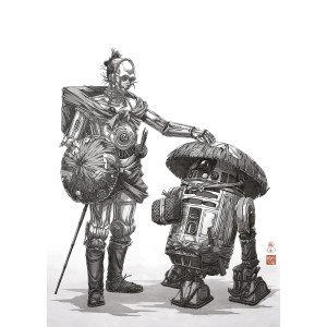 Komar Wandbild Star Wars Vision Samurai Droids 50 cm x 70 cm Schwarz-Weiß