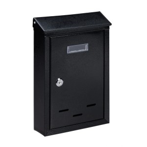 Relaxdays Briefkasten Eisen Schwarz Abschließbar Mit Namensschild 30,5 cm x 21 cm x 7 cm