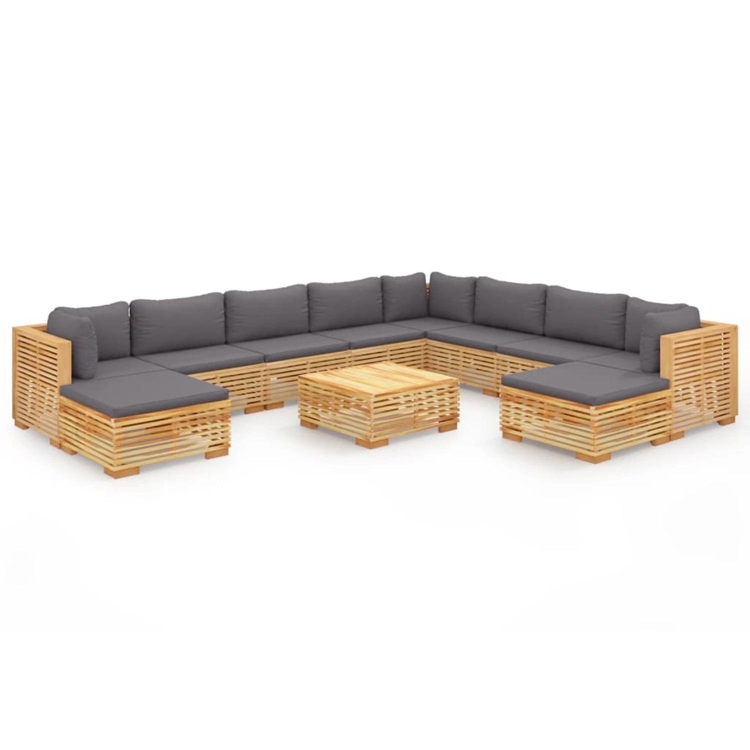 vidaXL 11-tlg Garten-Lounge-Set mit Kissen Massivholz Teak Modell 1 günstig online kaufen