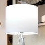 Weißer, runder Stoff-Lampenschirm (Ø 40 cm, H 30 cm) für E27 Leuchten. Schlichtes Design.
