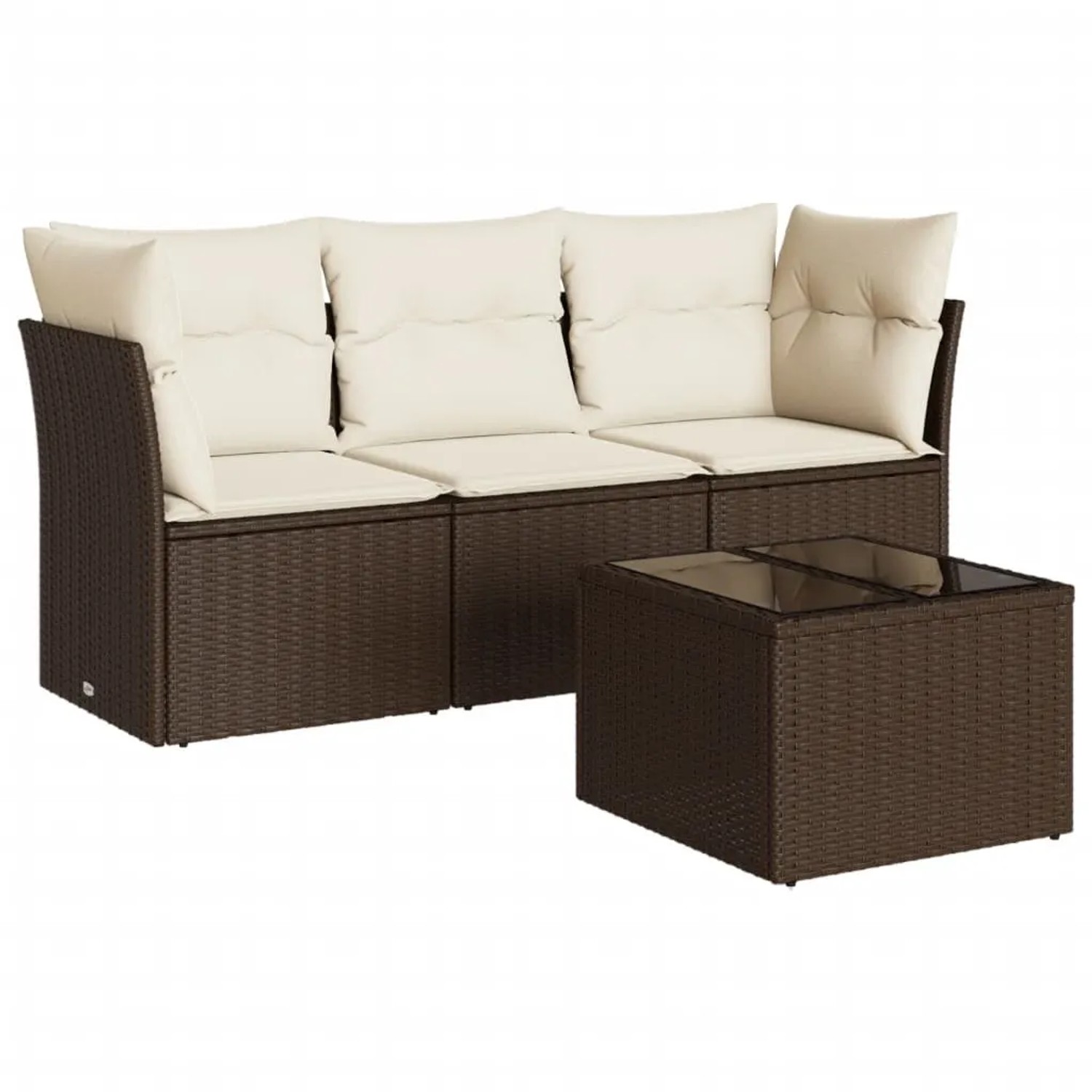 vidaXL 4-Tlg Garten-Sofagarnitur mit Kissen Braun Poly Rattan 3217223