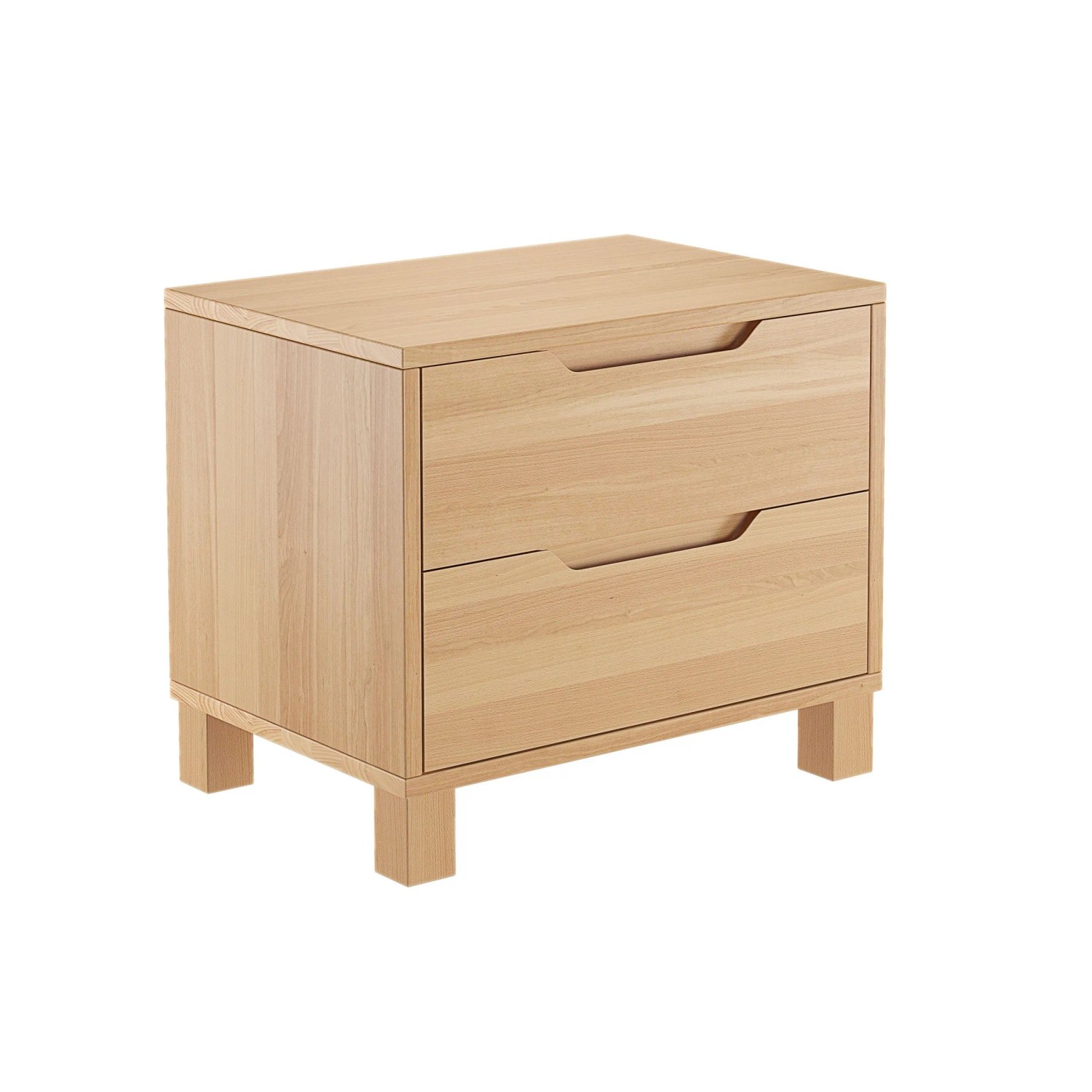 Erst-Holz Nachttisch Buche Kubus-Form Bettkommode Nachtschrank mit Schublade