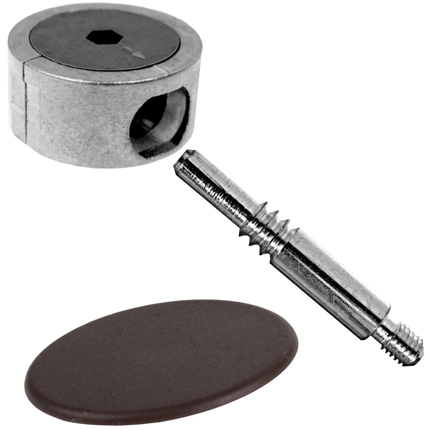 SOTECH Eckverbinder FUERTE 64 mm Metall mit Brauner Kunststoffabdeckung