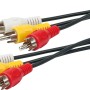 Schwaiger Video Anschlusskabel (3 m) mit farblich markierten Cinch-Steckern für Audio- und Videoübertragung.