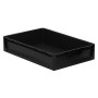 Schwarze Eurobox 60x40x12 cm, Vollwand, aus dem Eurobox-System für Aufbewahrung.