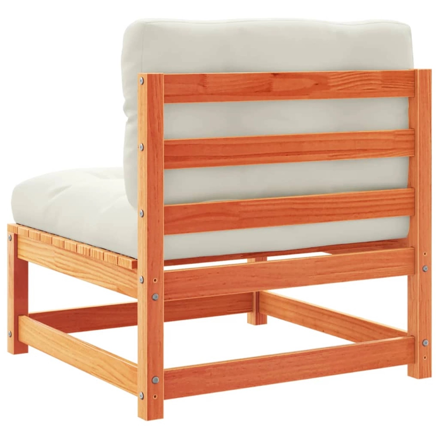 vidaXL Garten-Sofagarnitur, 6-teilig, mit Kissen, Wachsbraun, Kiefernholz. Rückansicht des Sessels.