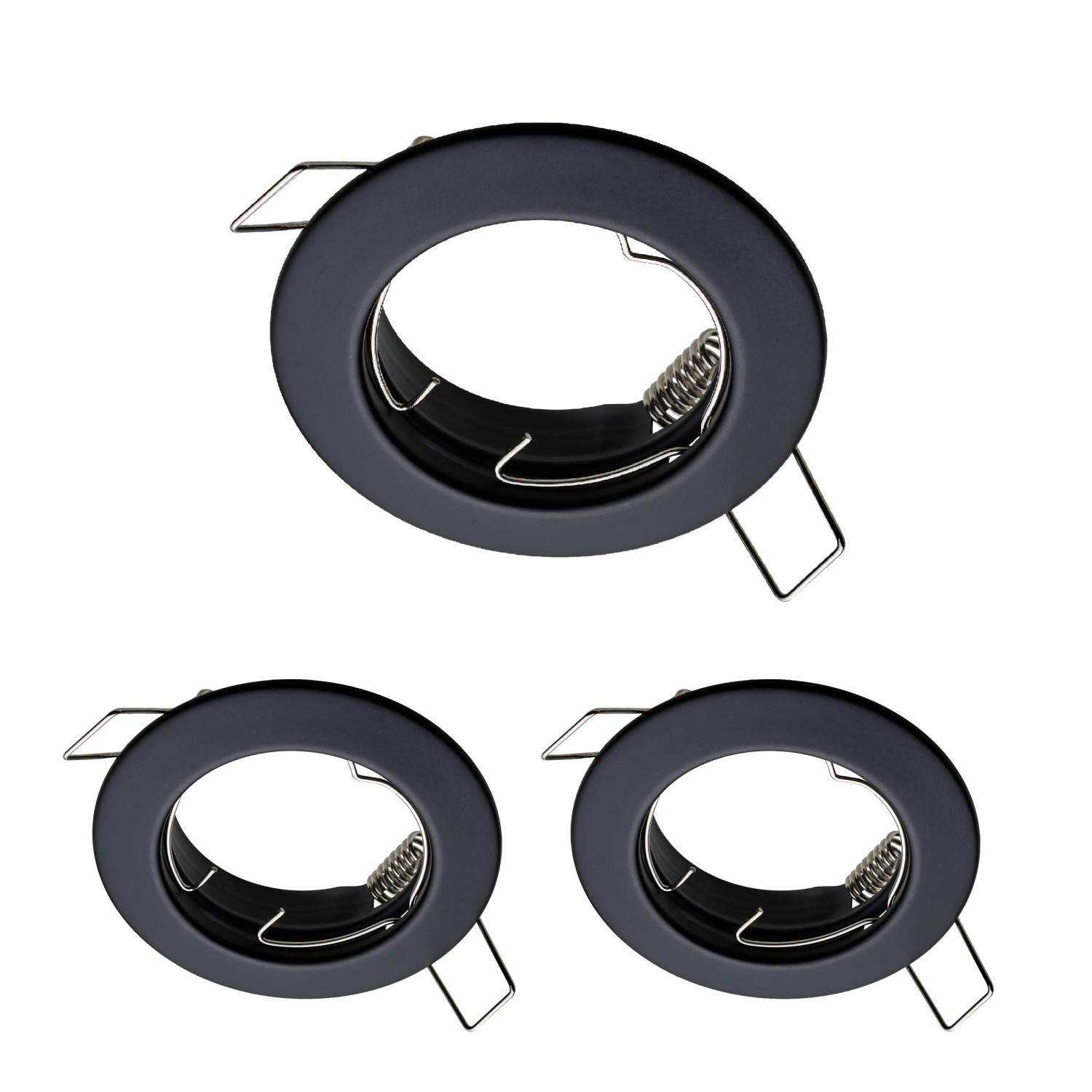 Oktaplex Sedan 3er Set Einbaurahmen für Einbauspots GU10 und LED-Modul Ohne Leuchtmittel Schwarz Rund Lochmaß Ø 60 mm