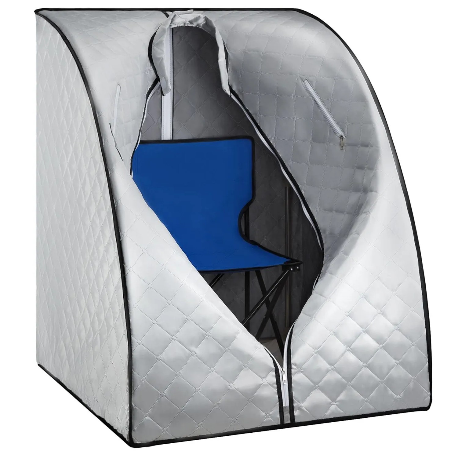 Tectake Mobile Dampfsauna Thermaluxe Ii 2 Liter Dampfgenerator Mit 1000 W 15 Temperaturstufen und Timerfunktion  90 x 78 x 100 cm Grau Blau