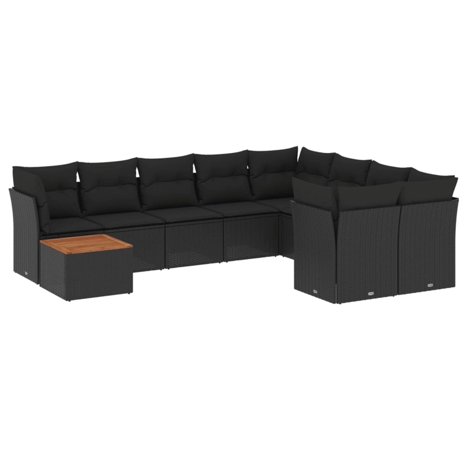 vidaXL 10-tlg Garten-Sofagarnitur mit Kissen Schwarz Poly Rattan Modell 42 günstig online kaufen