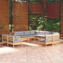 vidaXL 11-tlg. Garten Lounge Set aus Kiefernholz mit grauen Kissen. Gartenmöbel für Terrasse und Garten.