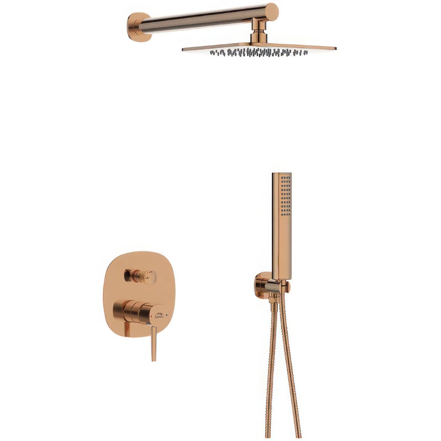 KOLMAN Komplettes Duschsystem Unterputz Armatur Wasserhahn mit Kopfbrause in Rosegold