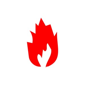 Rotes Flammen-Symbol für Brandschutztauglichkeit des Sfs Stahlzargenbands.