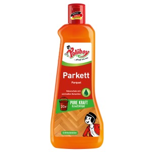 Orange Flasche Poliboy Parkett Pflege 500ml für Holzböden.