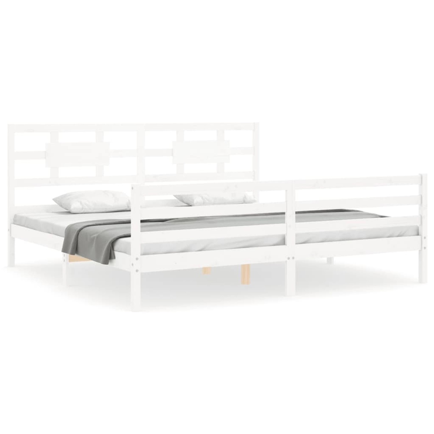 vidaXL Massivholzbett mit Kopfteil Weiß 200x200 cm 3194462 günstig online kaufen