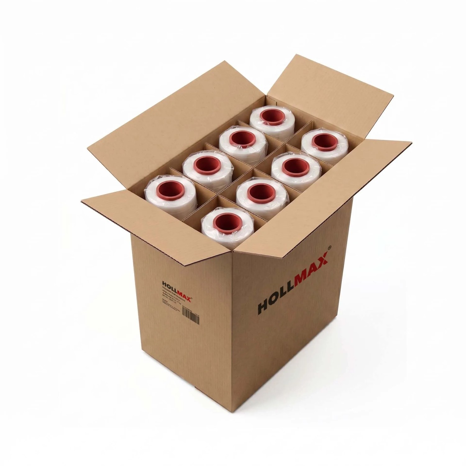HOLLMAX Profi Stretchfolie Transparent 23 My 236 m Karton mit 8 Stück je 2,5 kg