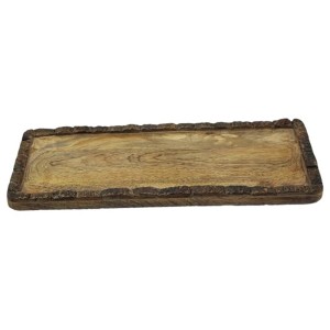 Rechteckiger Deko-Teller Widdo M aus Mangoholz für die Weihnachtsdekoration.