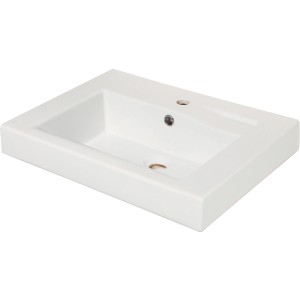 Weißes AquaSu linHa Waschbecken, 60 cm, eckig, für Badezimmer oder Gäste-WC.