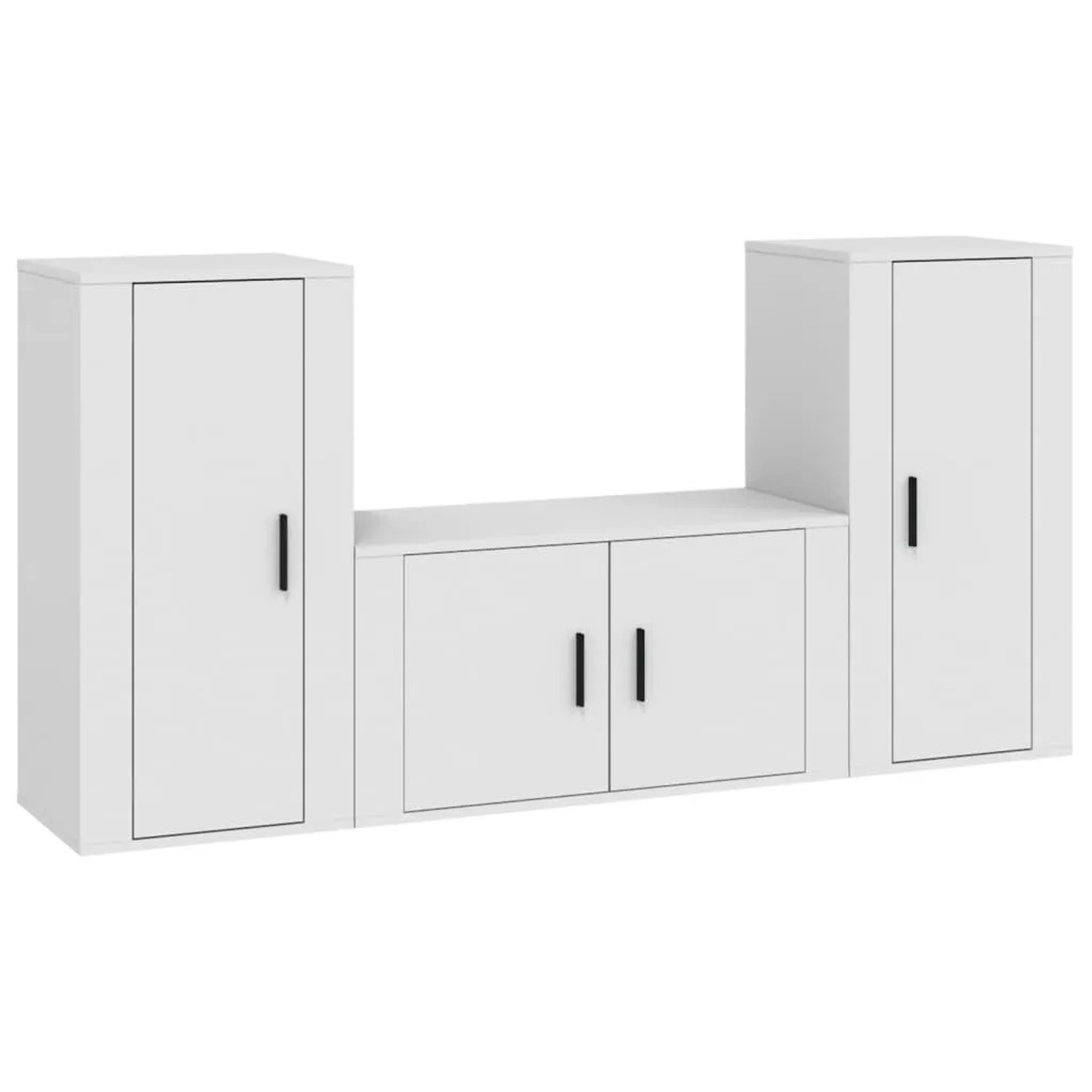 vidaXL 3-Tlg TV-Schrank-Set Weiß Holzwerkstoff 3188526