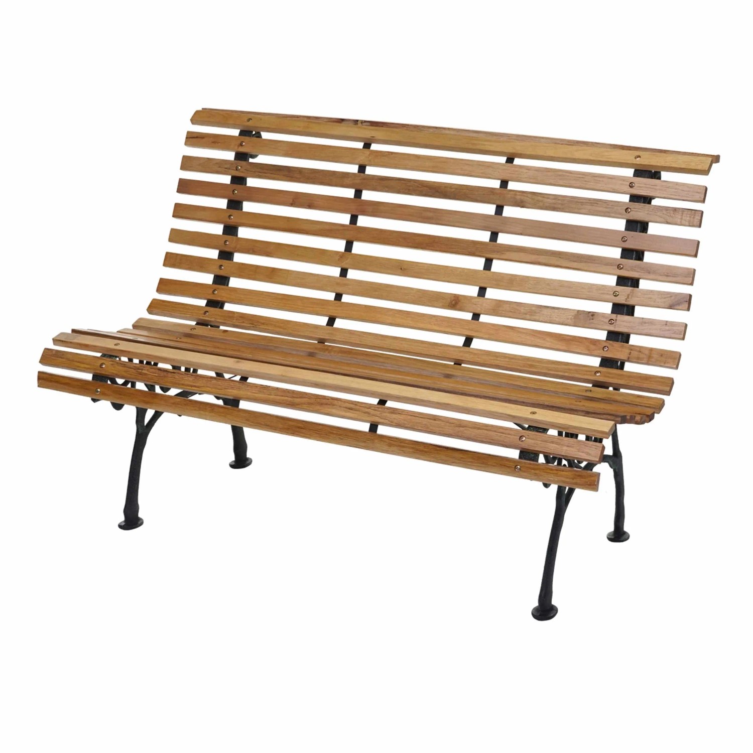 PROREGAL Gartenbank HxBxT 80x122x70cm Sitzbank Parkbank Holzbank 2-Sitzer Gusseisen Holz 22kg Hellbraun