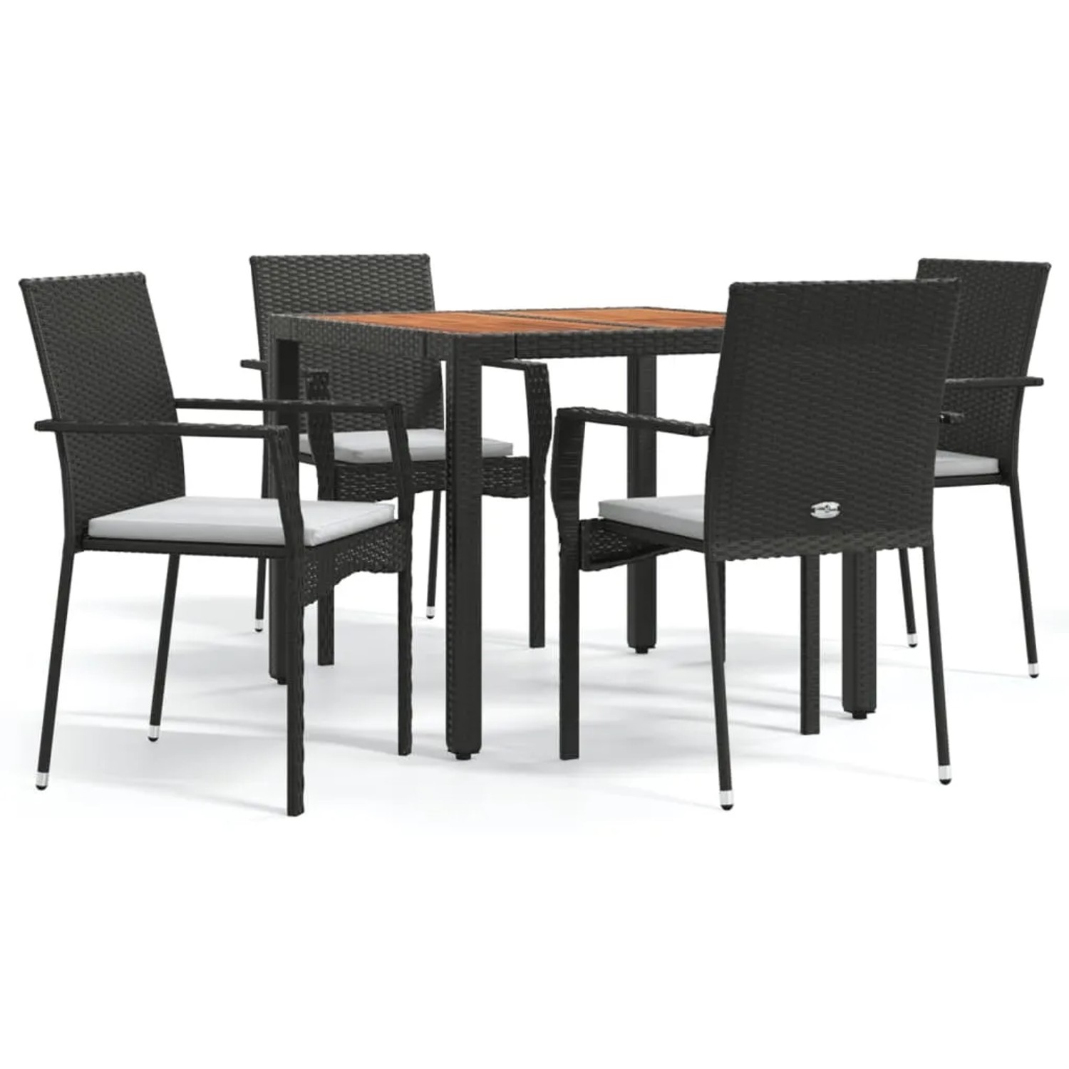 vidaXL 5-Tlg Garten-Essgruppe mit Kissen Schwarz Poly Rattan 3184988