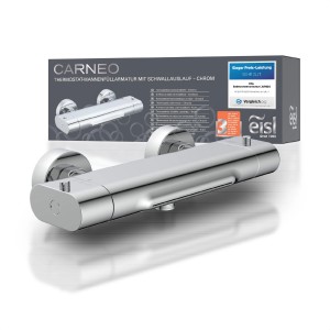 Eisl Wannenarmatur Carneo mit Schwallauslauf, Chrom. Thermostat-Mischbatterie für Badewanne.