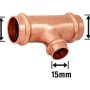 Kupfer Press-Reduzier-T-Stück, 28 mm x 15 mm x 28 mm, für Kupferrohre.