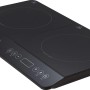 Schwarzes 2er Induktionskochfeld mit Touch-Bedienfeld und Timer-Funktion.